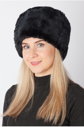 Black rex rabbit fur Hat